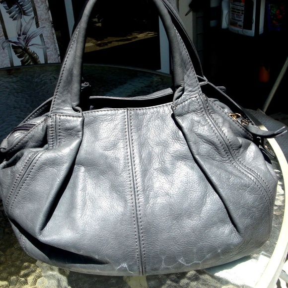 Gray Leather Handbag Capoverso Made In Italy - Picture 2 of 7